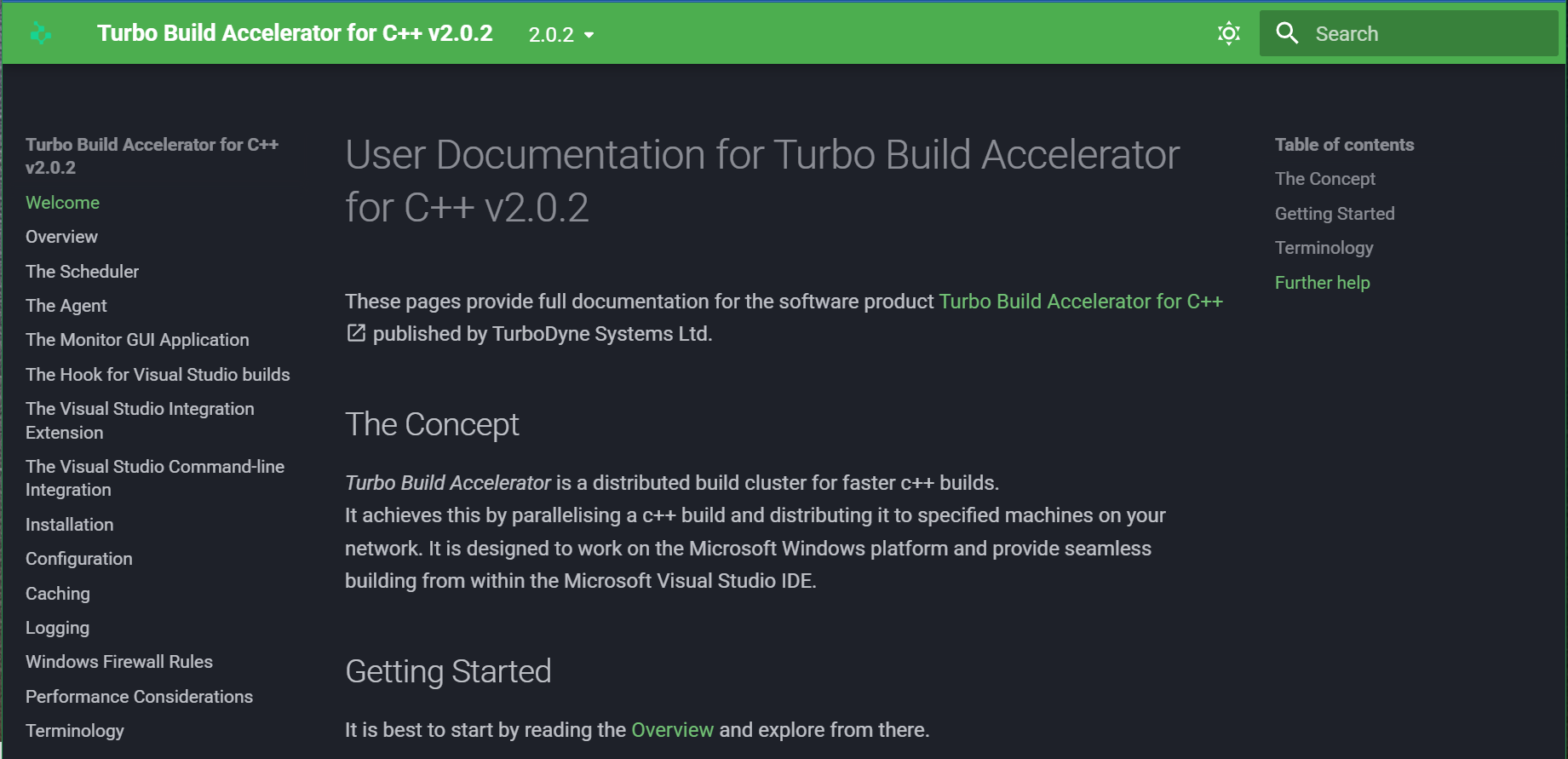 User Documentation for Turbo Build Accelerator for C++